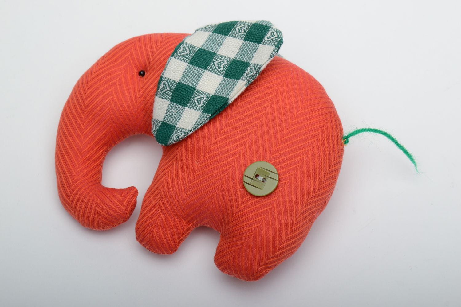 Игрушка слоник красный текстильный фото 2