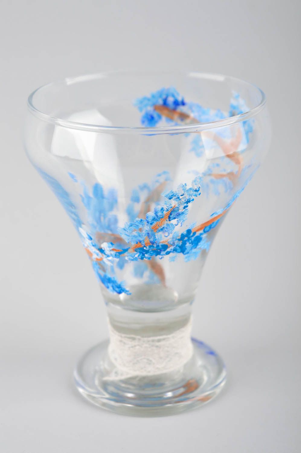 Geschirr aus Glas handmade Tisch Deko bemaltes Glas Trinkbecher aus Glas blau  foto 2