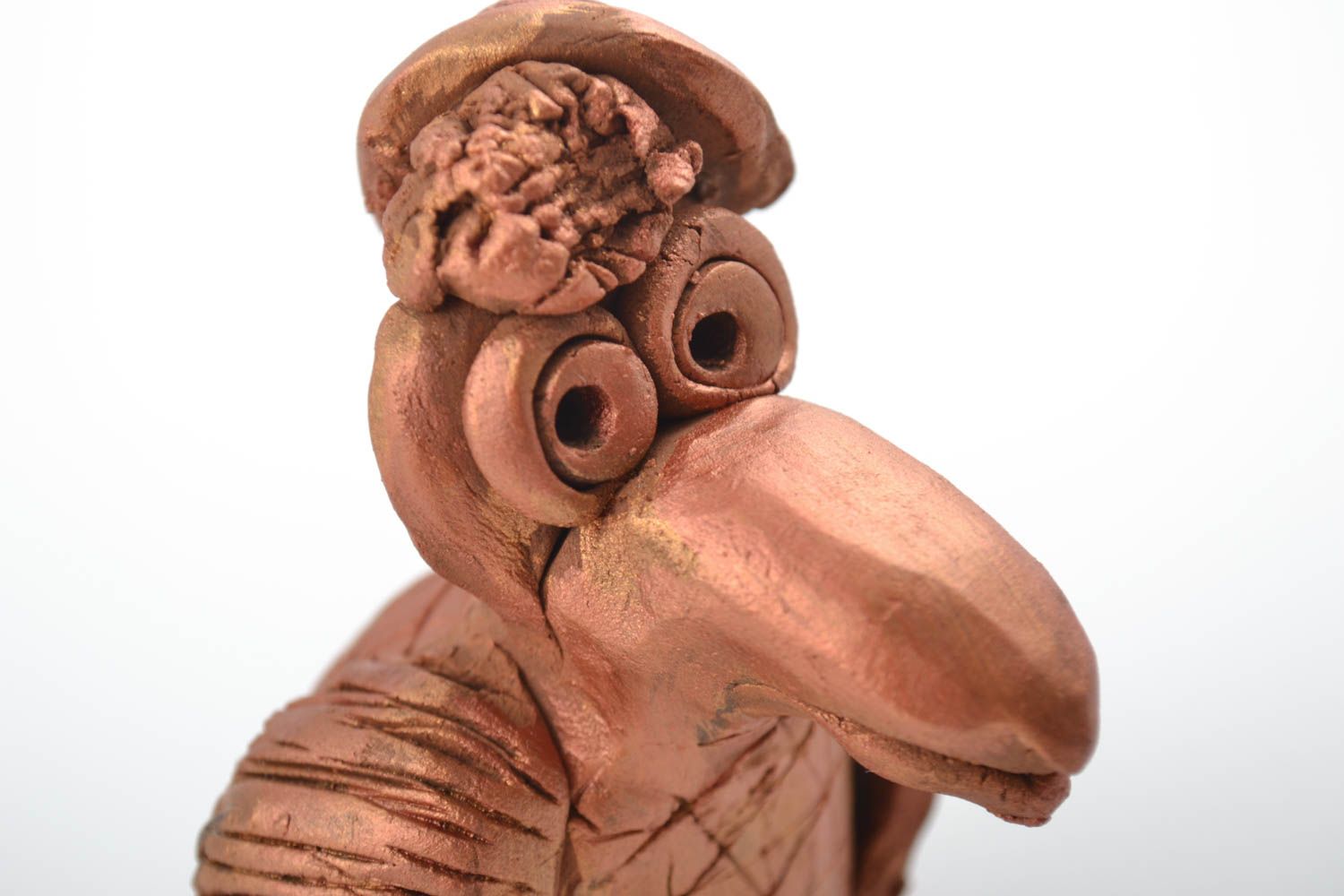 Фигурка из глины ручной работы статуэтка животного сорока статуэтка для декора фото 2