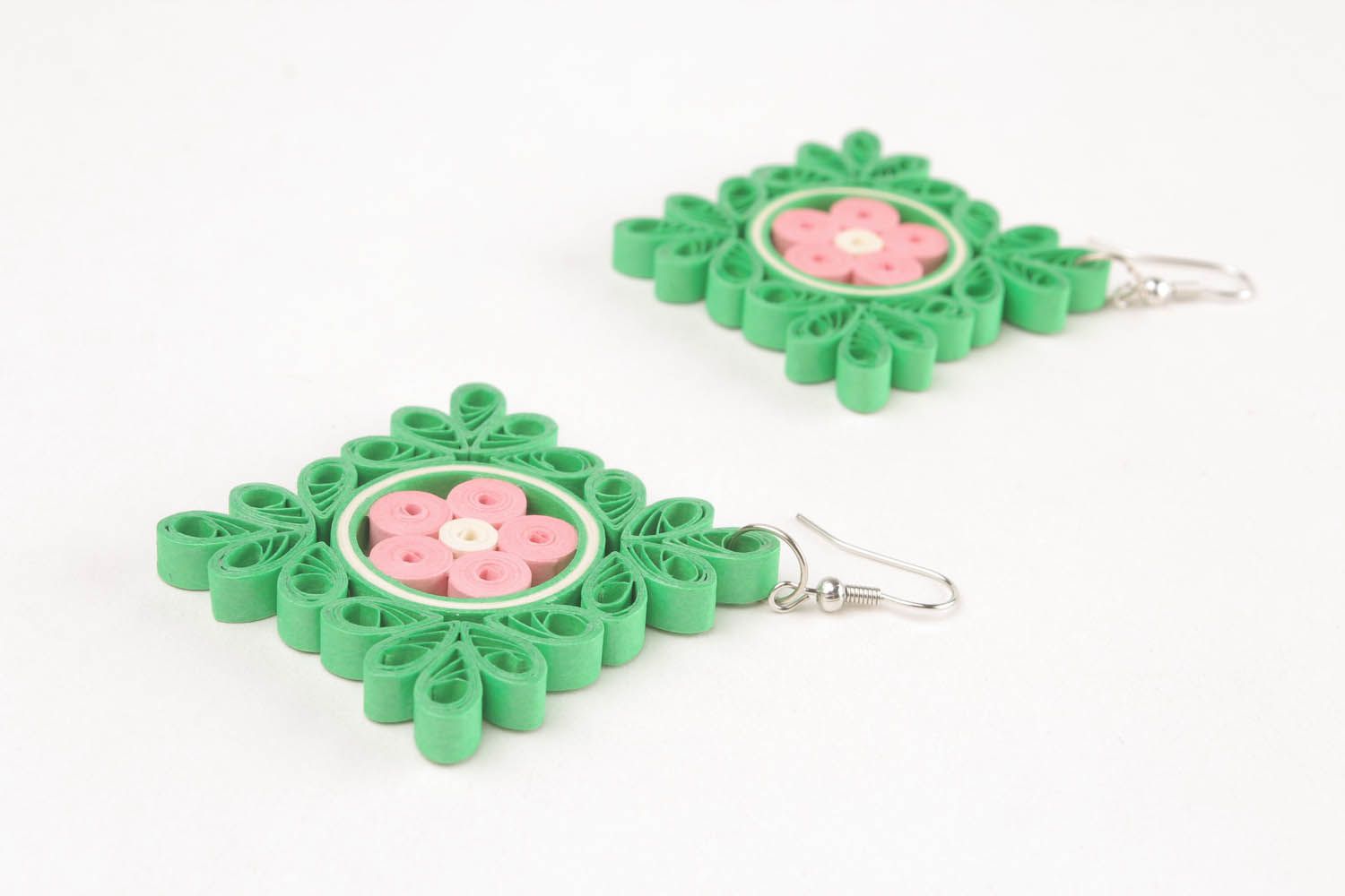 Square paper earrings photo 3