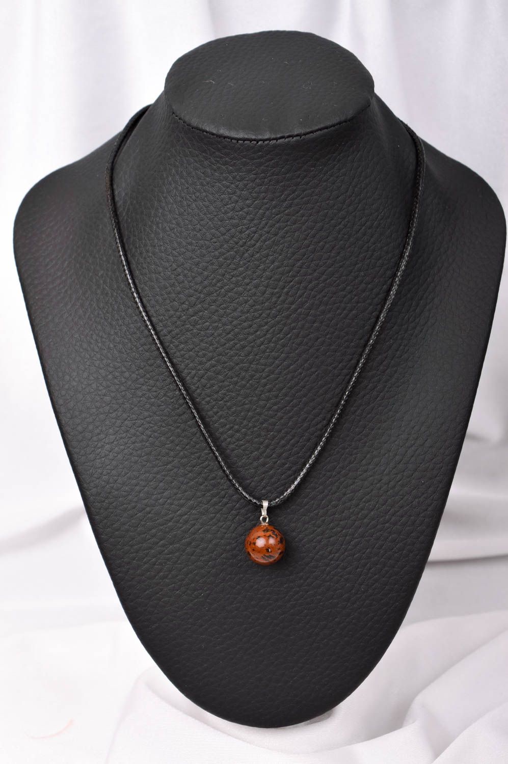 Handmade cord pendant with natural stone stylish jewelry handmade accessories  photo 4