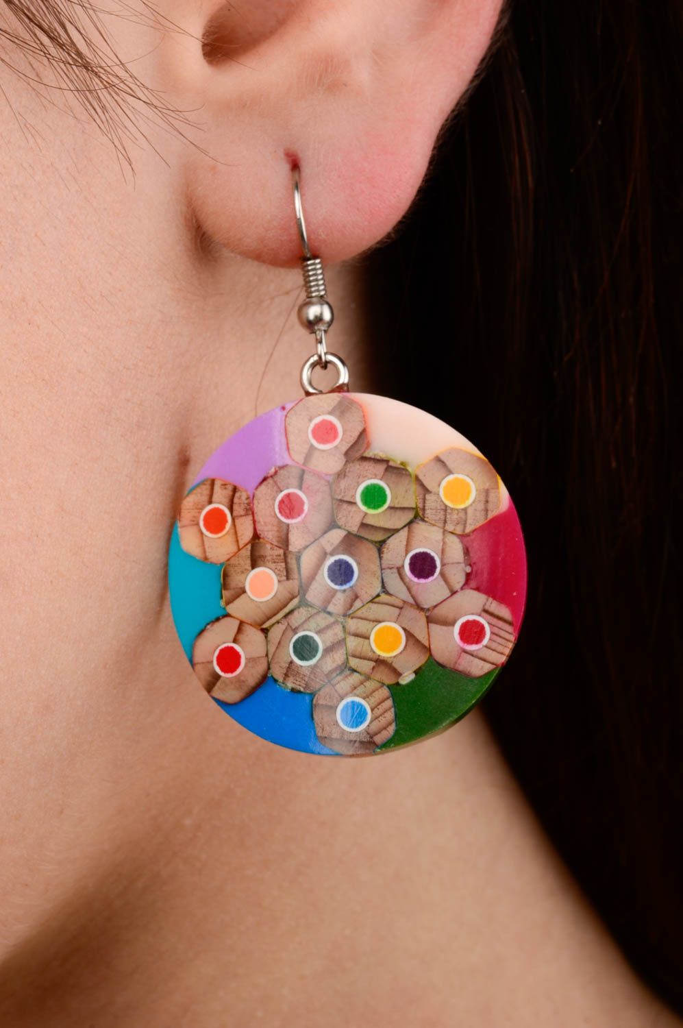 Handmade dangling earrings unusual summer jewelry bright colorful earrings photo 2