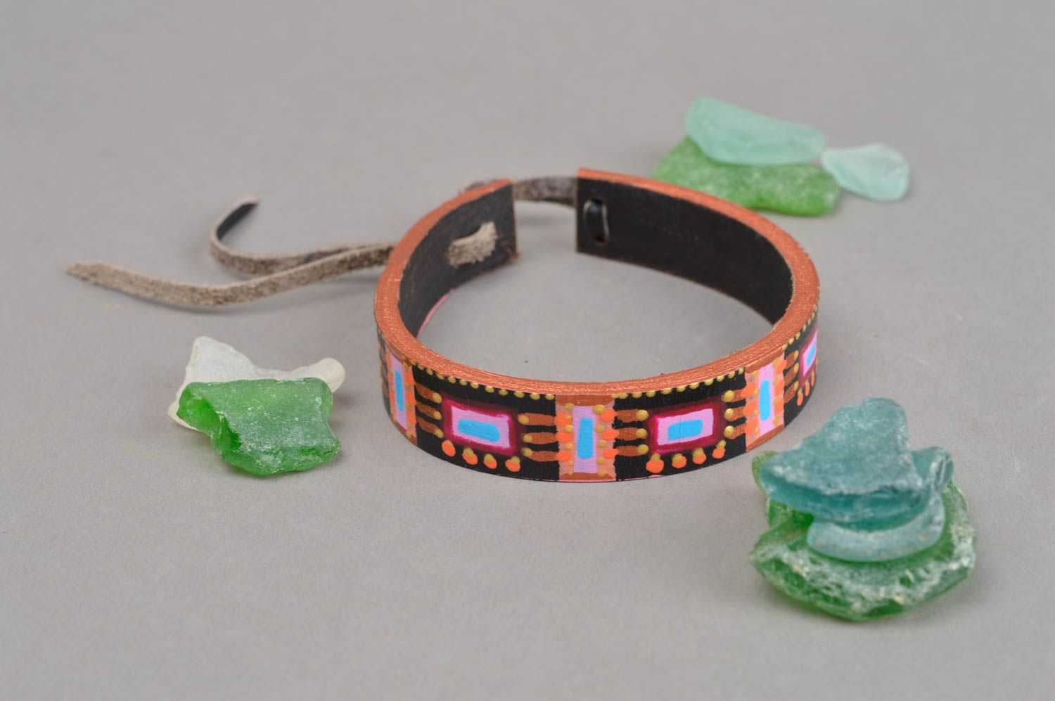 Handmade bracelet genuine leather accessories handmade jewelry for girls photo 1