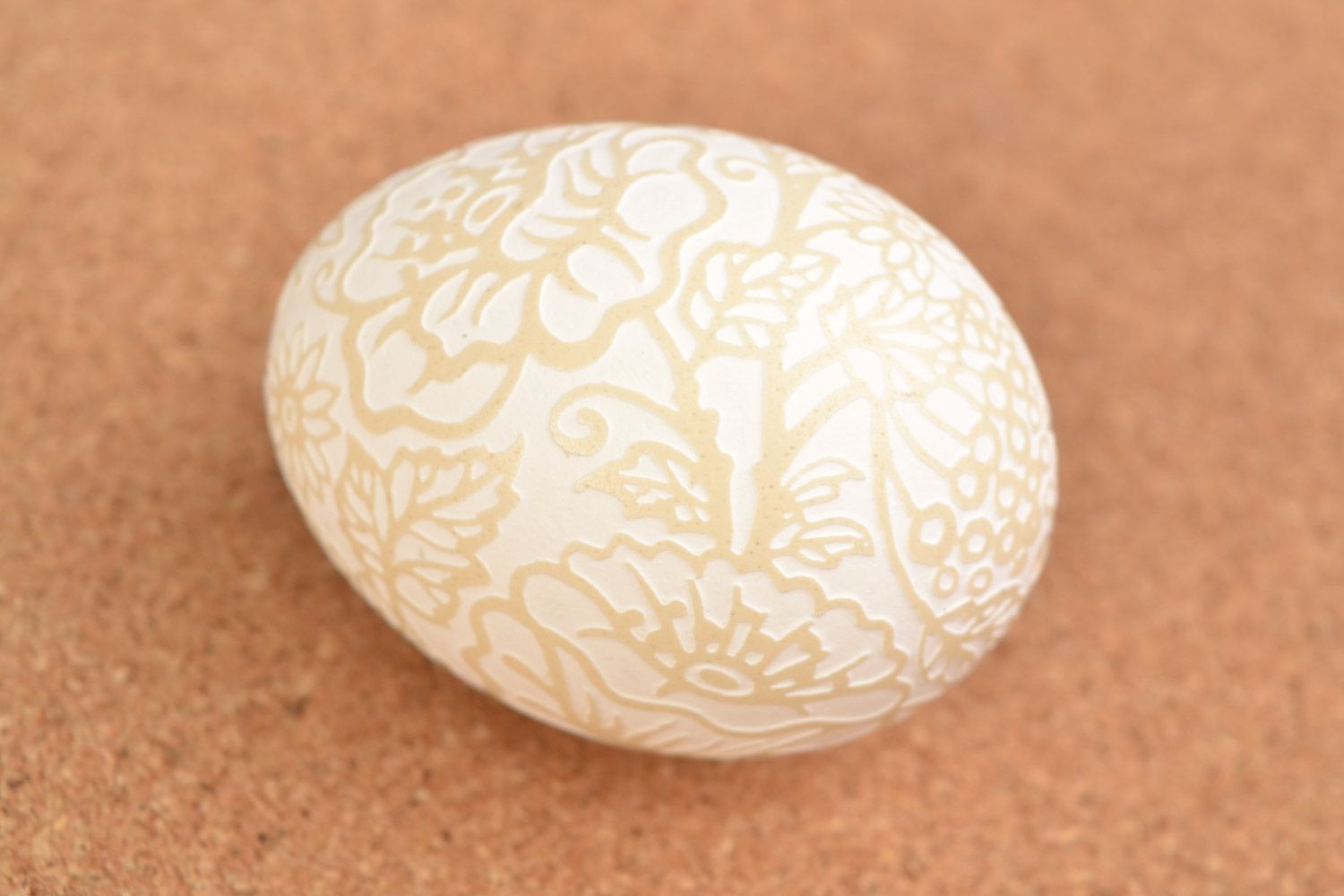 Handmade patterned Easter chicken egg for decor vinegar etching photo 1
