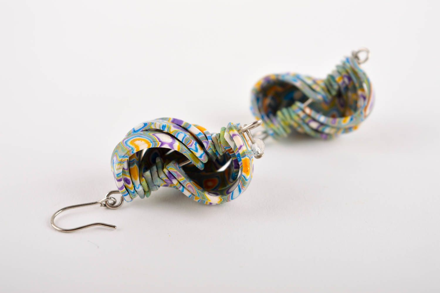 Handmade ungewöhnliche Modeschmuck Ohrringe Polymer Schmuck Accessoire für Frau foto 5