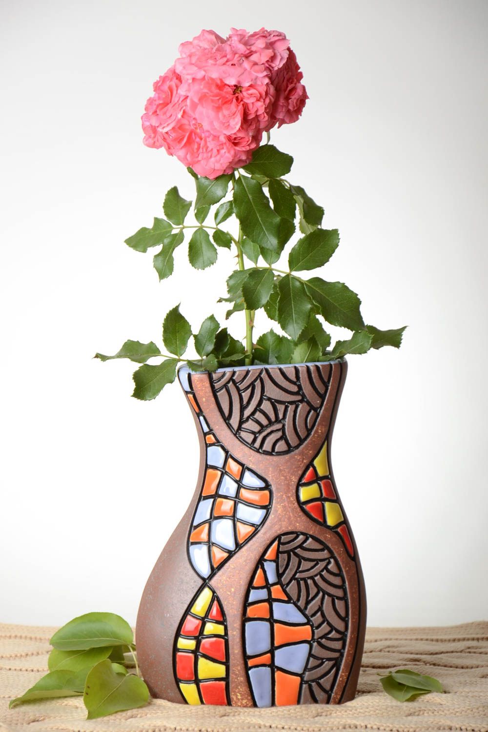 Vase argile fait main Déco maison Cadeau original beau design intérieur photo 1