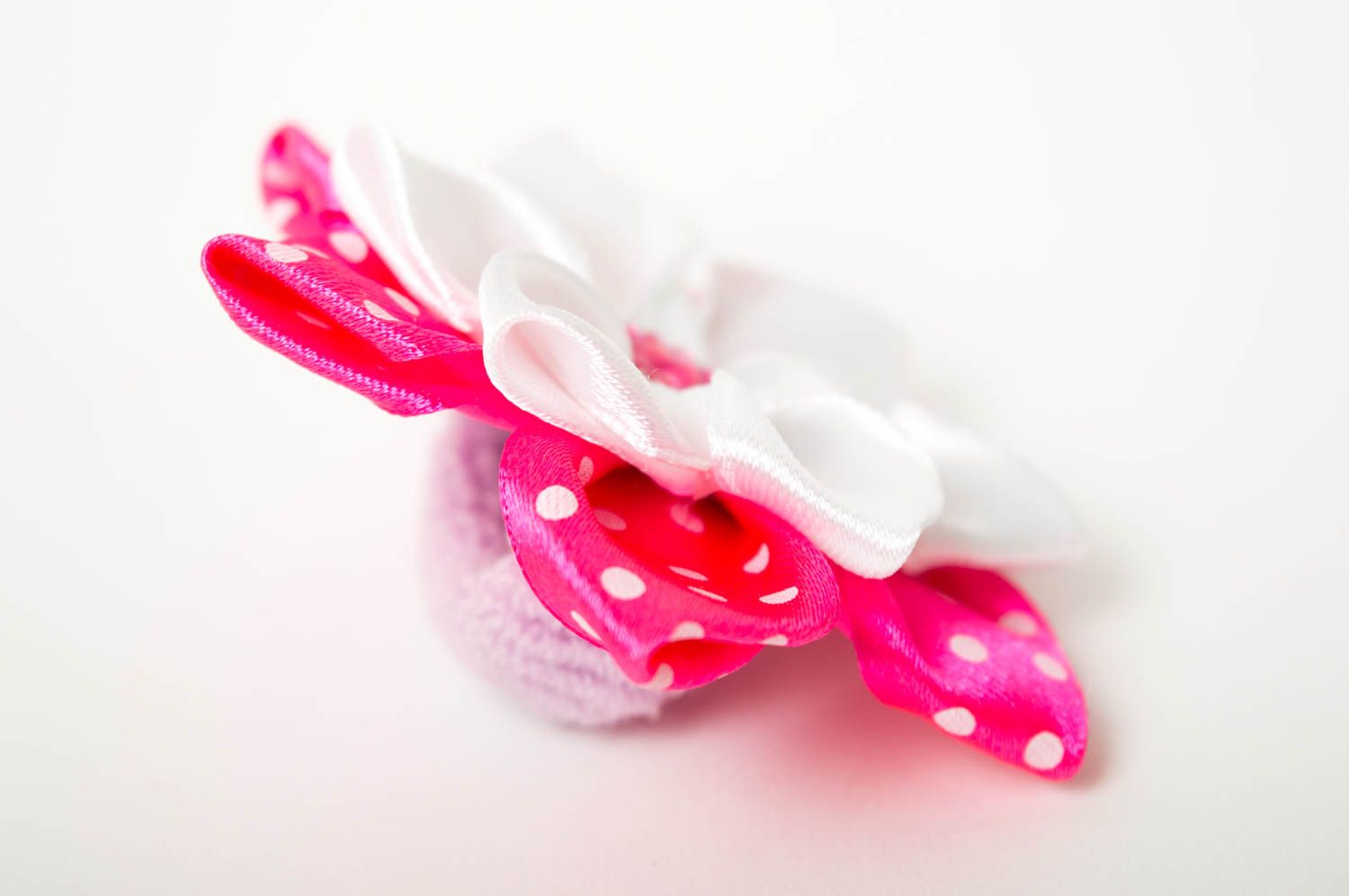 Goma para el pelo artesanal con flor rosada accesorio de niña regalo original  foto 3