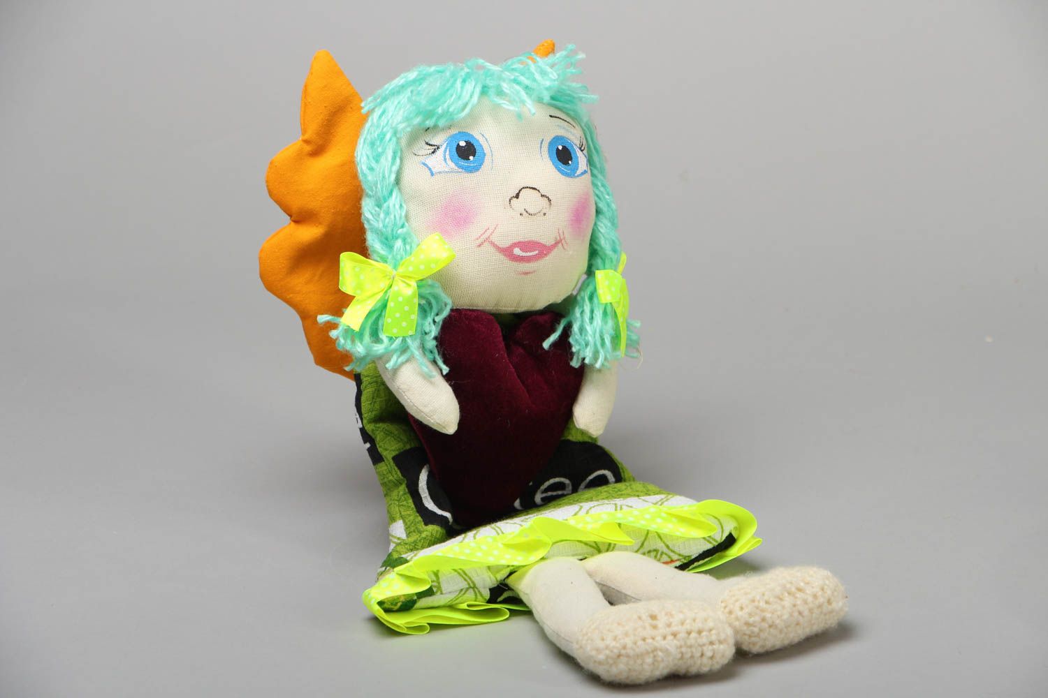 Handmade soft doll with eyelet photo 1