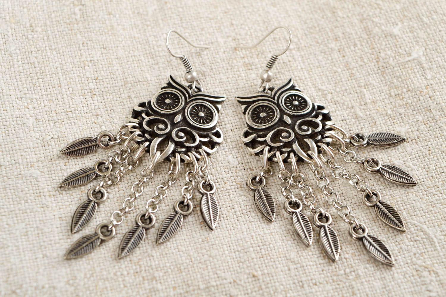 Women metal accessories long handmade earrings owl fashion gift for girls photo 1