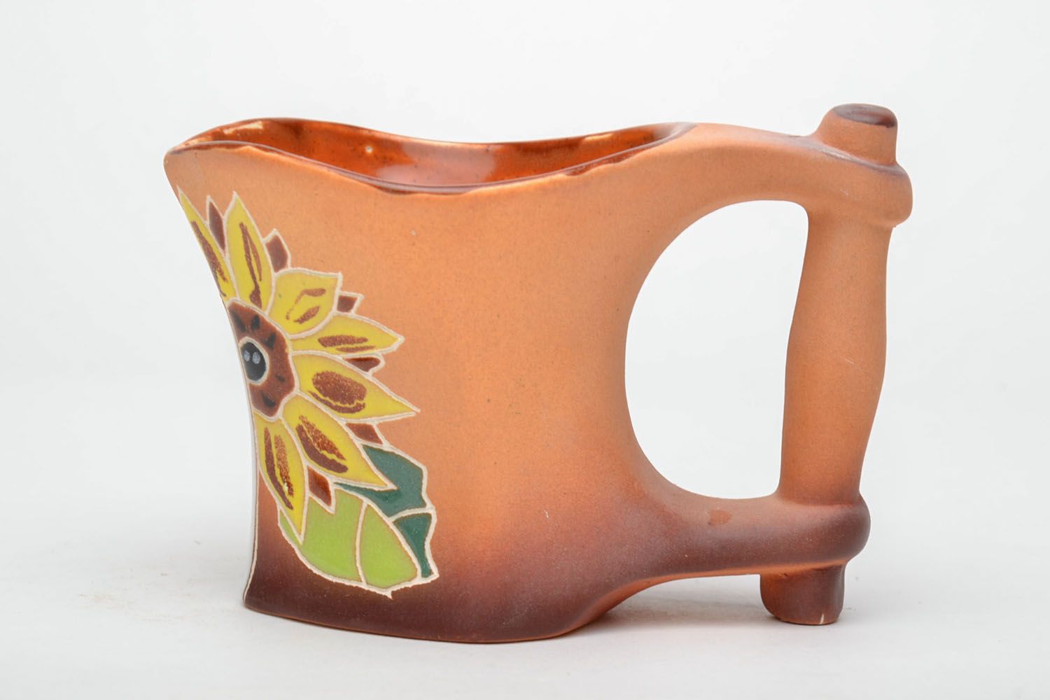 Ceramic cup with handle and Sunflower painting 0,63 lb photo 5
