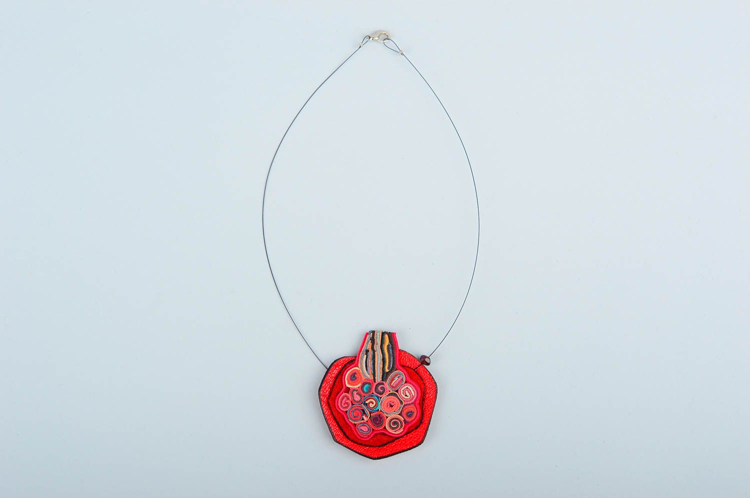 Handmade beautiful cute pendant unusual stylish pendant leather accessory photo 2