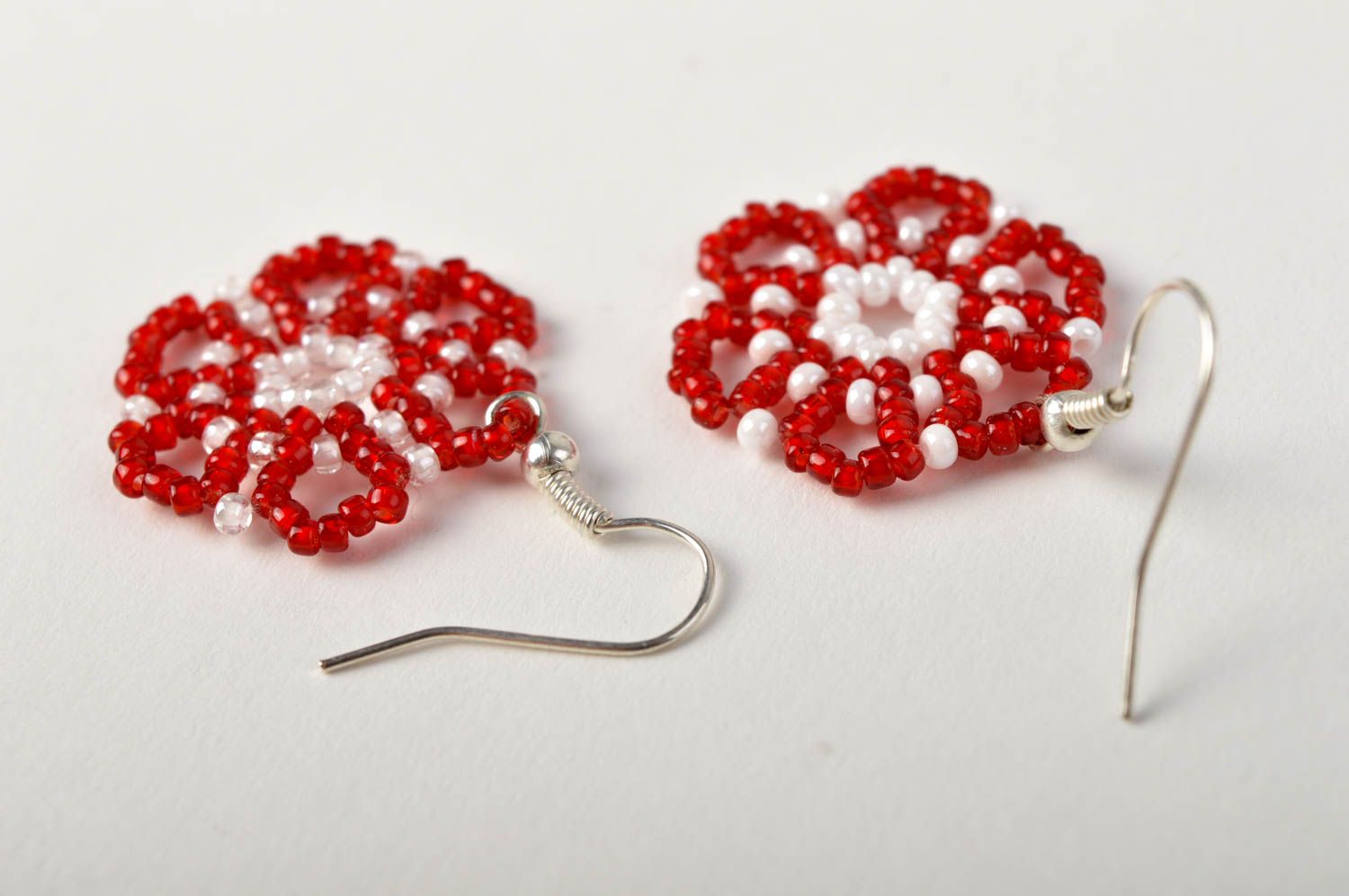 Handmade unusual earrings massive beaded earrings stylish accessory gift photo 2