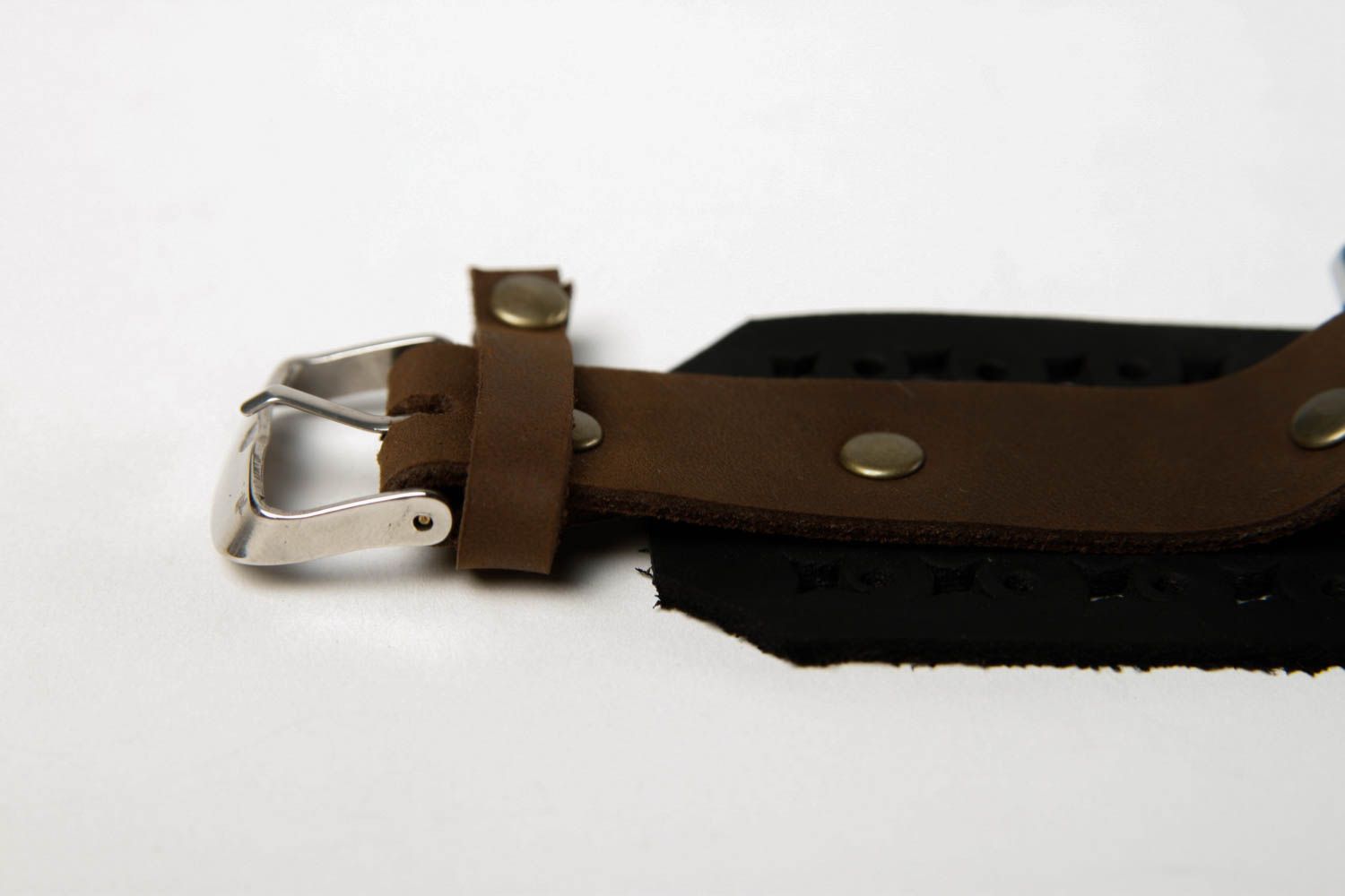 Bracelet cuir fait main Bracelet de montre large original Accessoire en cuir photo 3