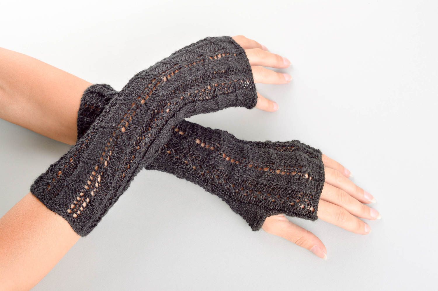 Handmade Stulpen gehäkelt Stulpen Handschuhe Winter Accessoires Damen Mode ajour foto 1