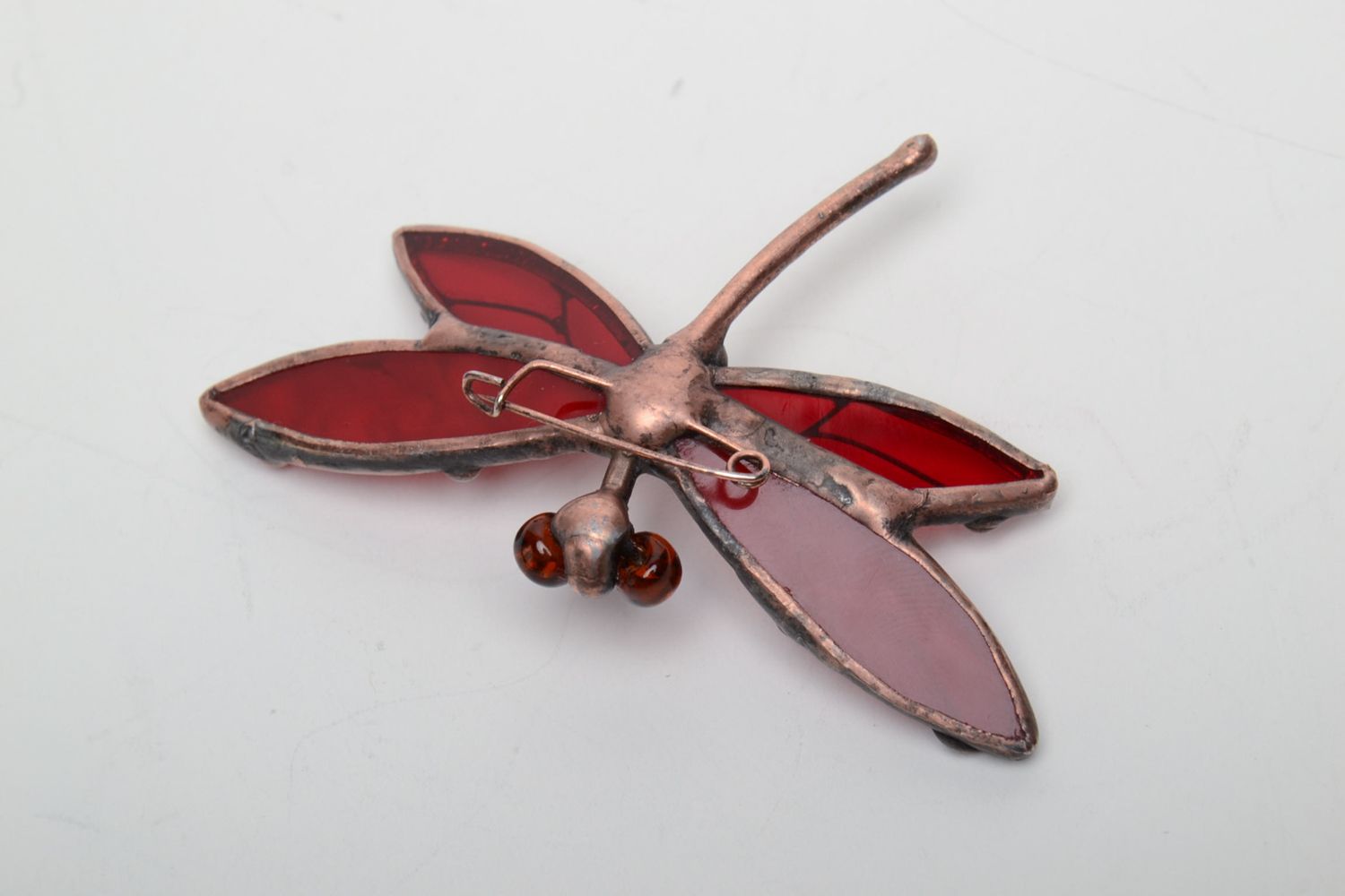 Stained glass brooch in the shape of dragonfly photo 4