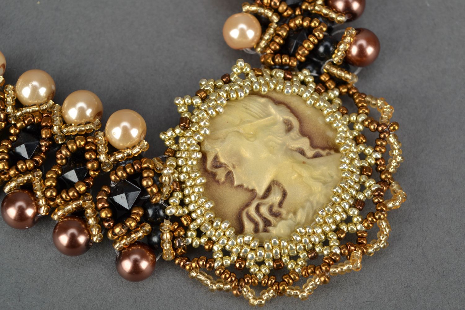 Beaded cameo necklace Anniversary photo 3