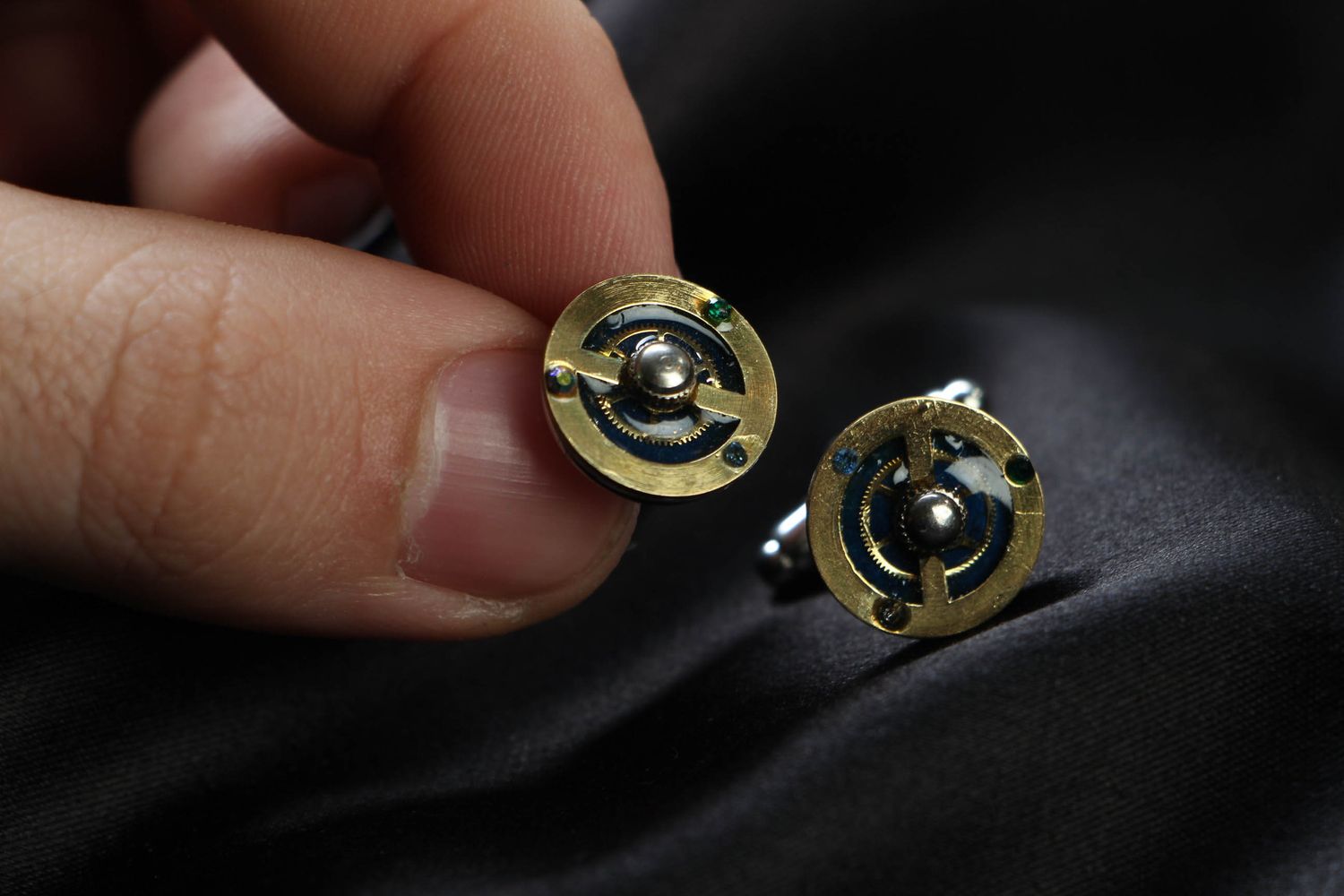 Metal cuff links in steampunk style photo 3
