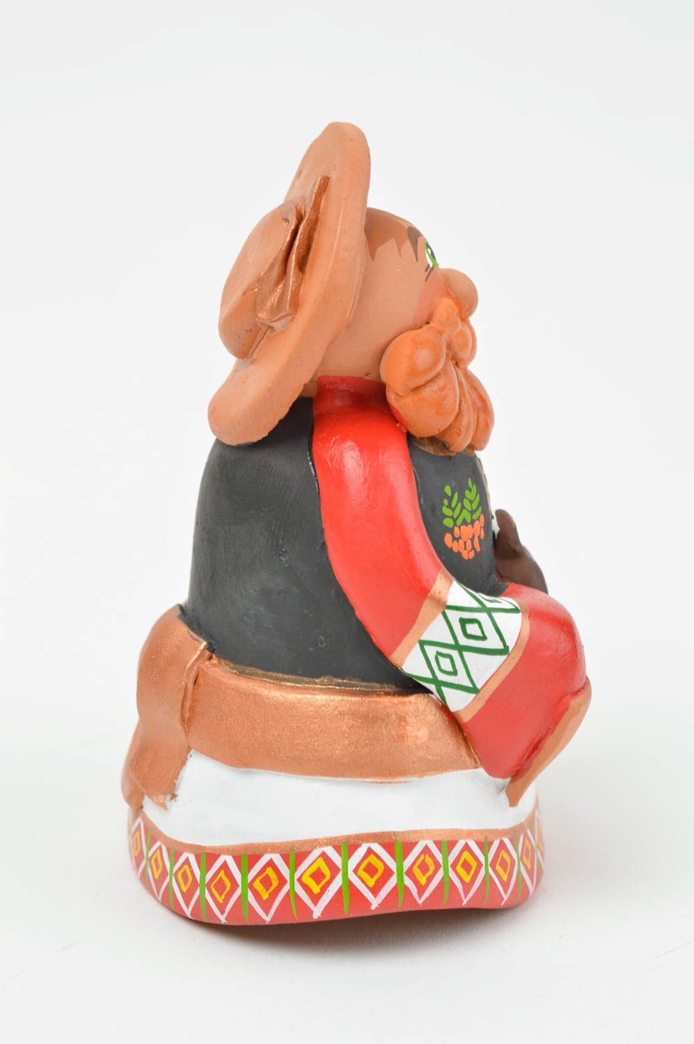 Cloche en céramique peinte multicolore originale amusante faite main Apiculteur photo 2