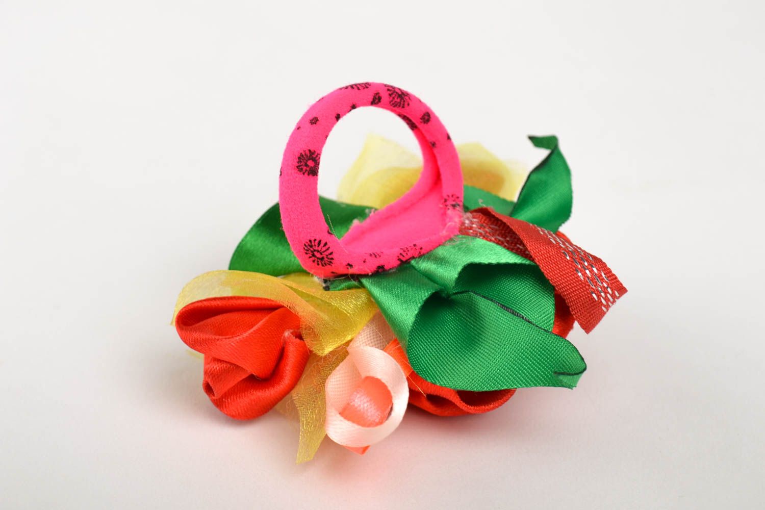 Handmade hair accessory scrunchy with flower ladies accessories kids gift photo 3