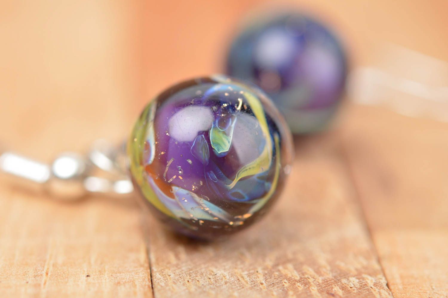 Lampwork designer earrings handmade earrings with glass beads glass accessories photo 5