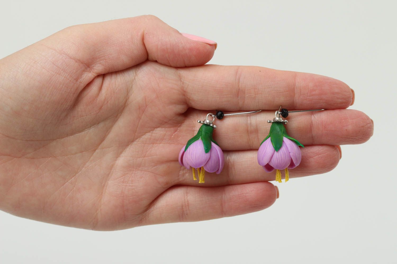 Handmade plastic earrings cute earrings with charms tender flower accessory photo 4