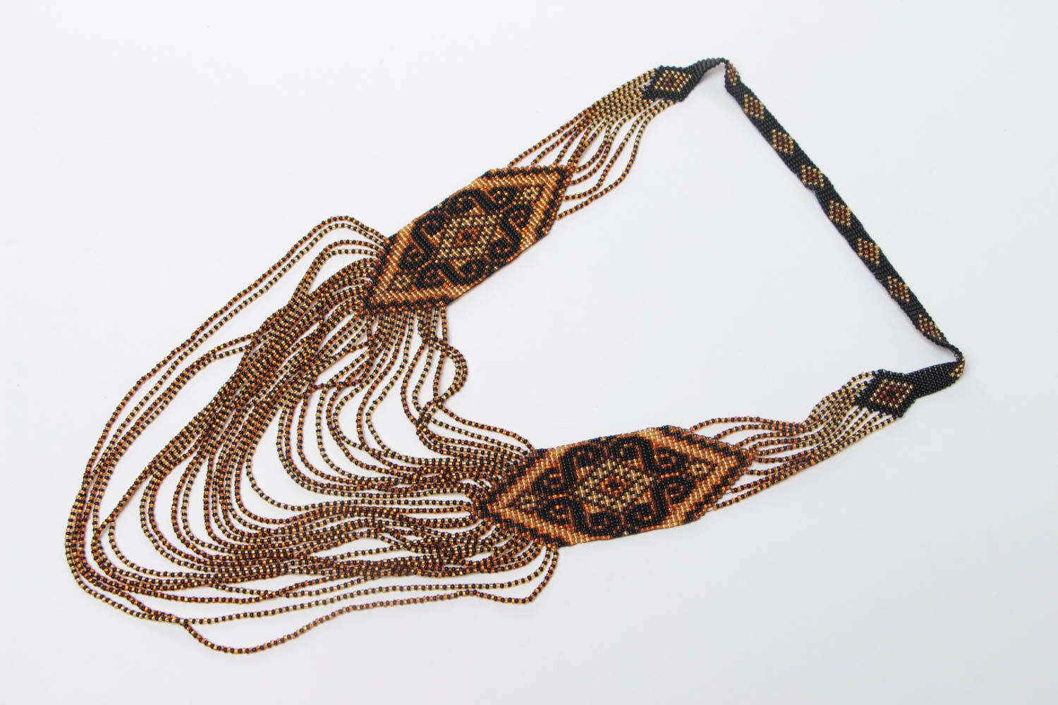 Beaded gerdan beautiful dark handmade necklace with ornament  photo 2