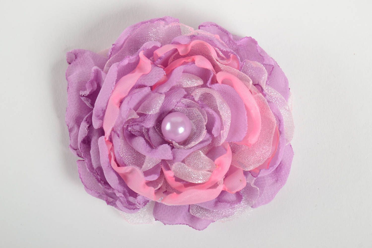 Handmade hair clip with beautiful purple flower unusual product photo 4