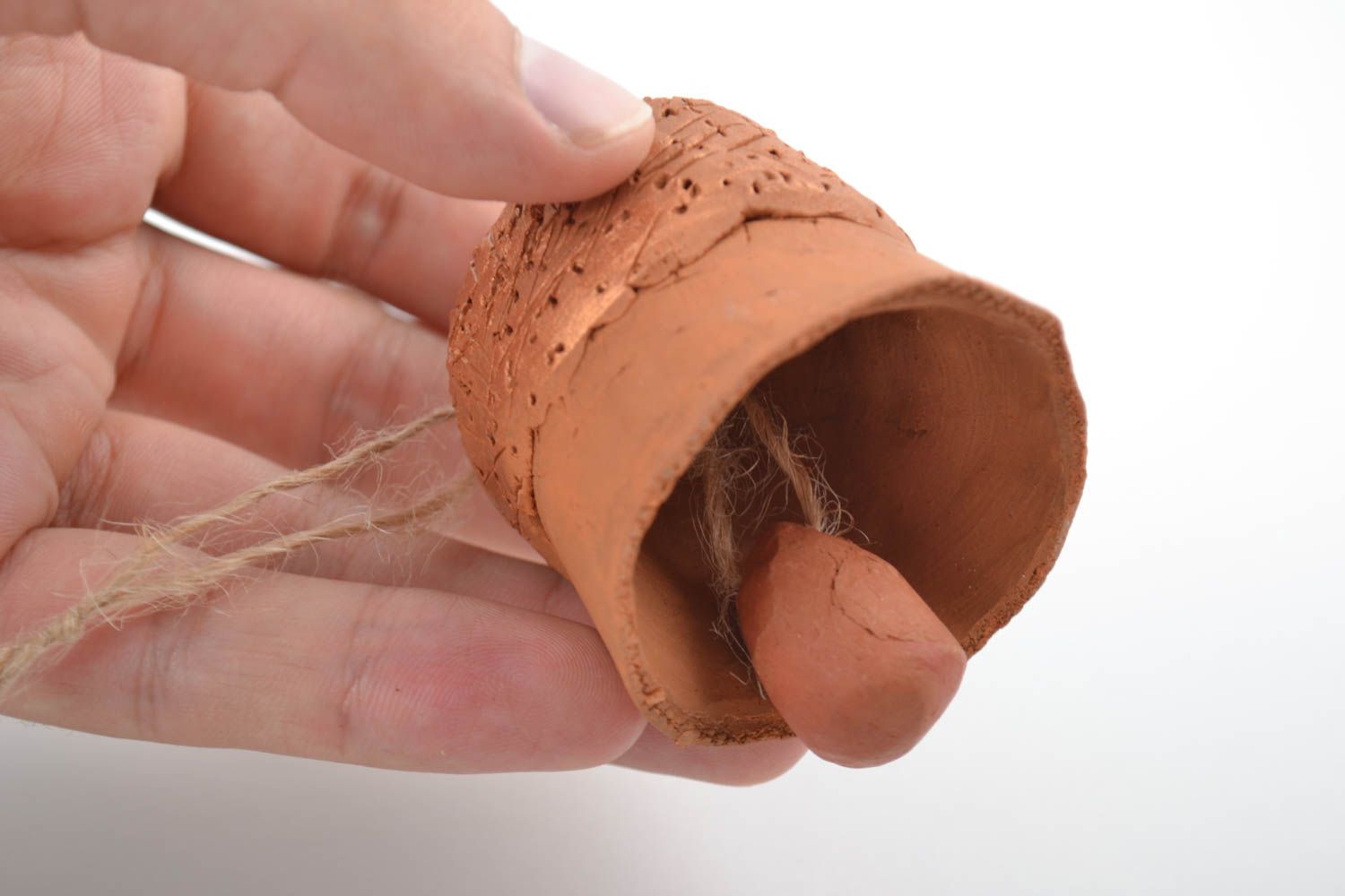 Колокольчик из глины ручной работы керамический колокольчик глиняный сувенир фото 4