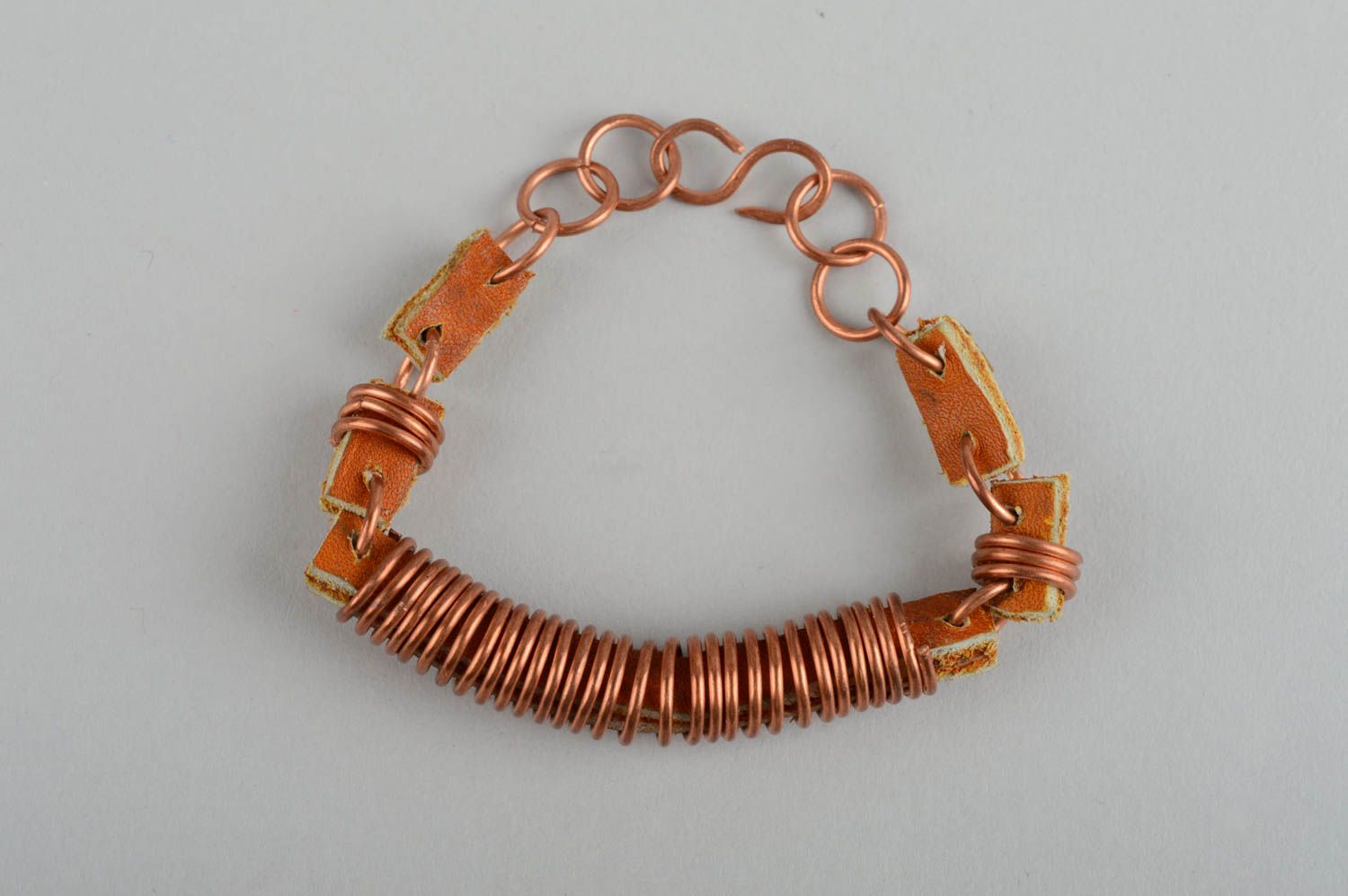Handmade bracelet leather bracelet metal jewelry homemade jewelry leather goods photo 2
