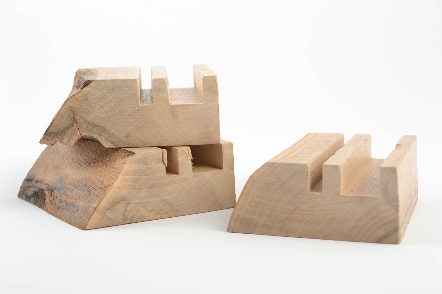Handmade Handy Ständer Set aus Holz 3 Stück für Aufbewahrung von Gadgets foto 2