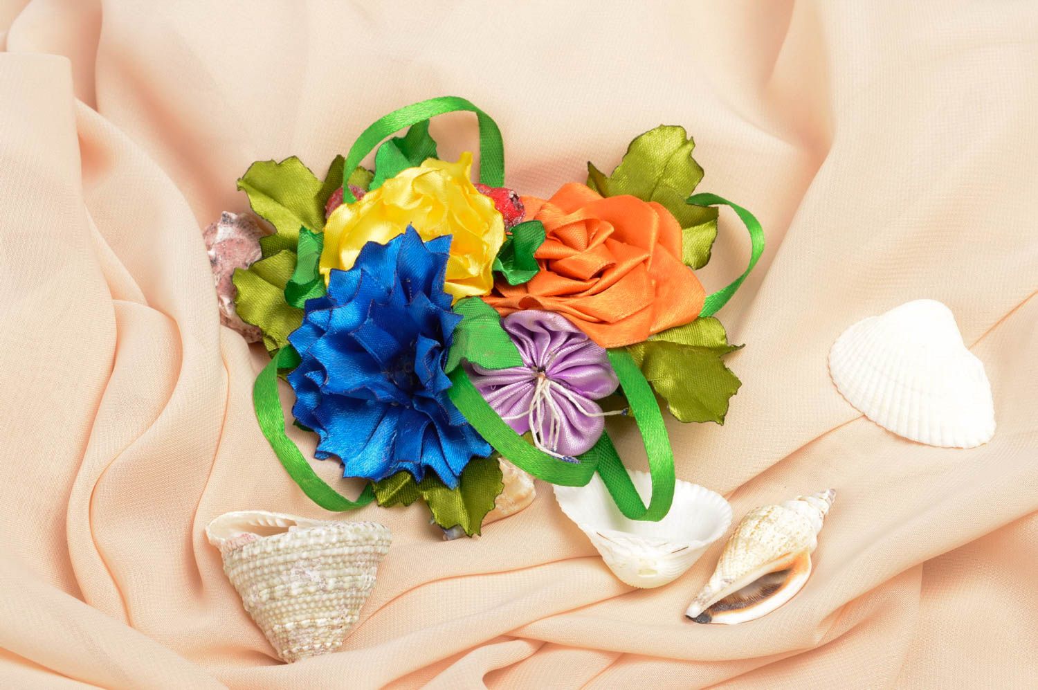 Grelle bunte Blumen Haarspange handgemachter Schmuck Accessoire für Mädchen  foto 1