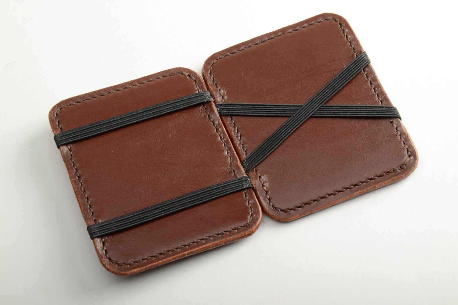Бумажник из натуральной кожи коричневый ручной работы подарок для мужчины  фото 4