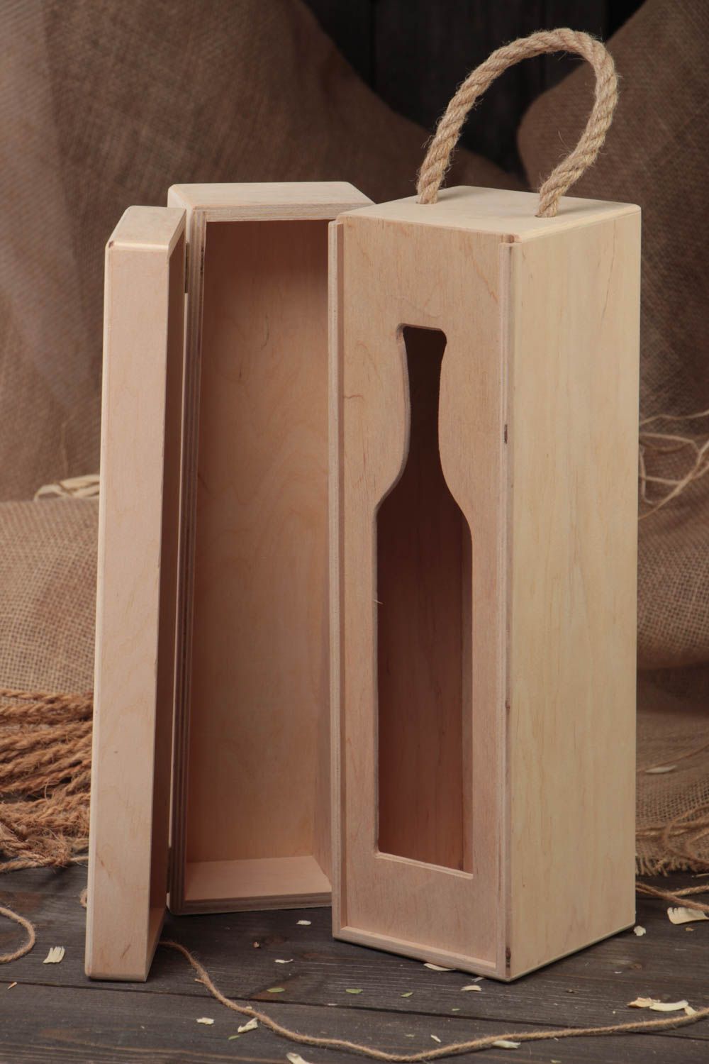 Boîtes à vin en bois 2 pièces contreplaqué accessoires à décorer faits main photo 1