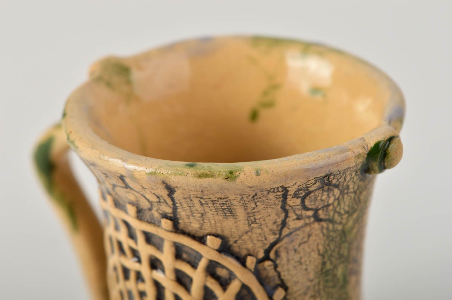Handmade Keramik Tasse in Braun Keramik Becher Geschirr aus Ton schön stilvoll foto 4