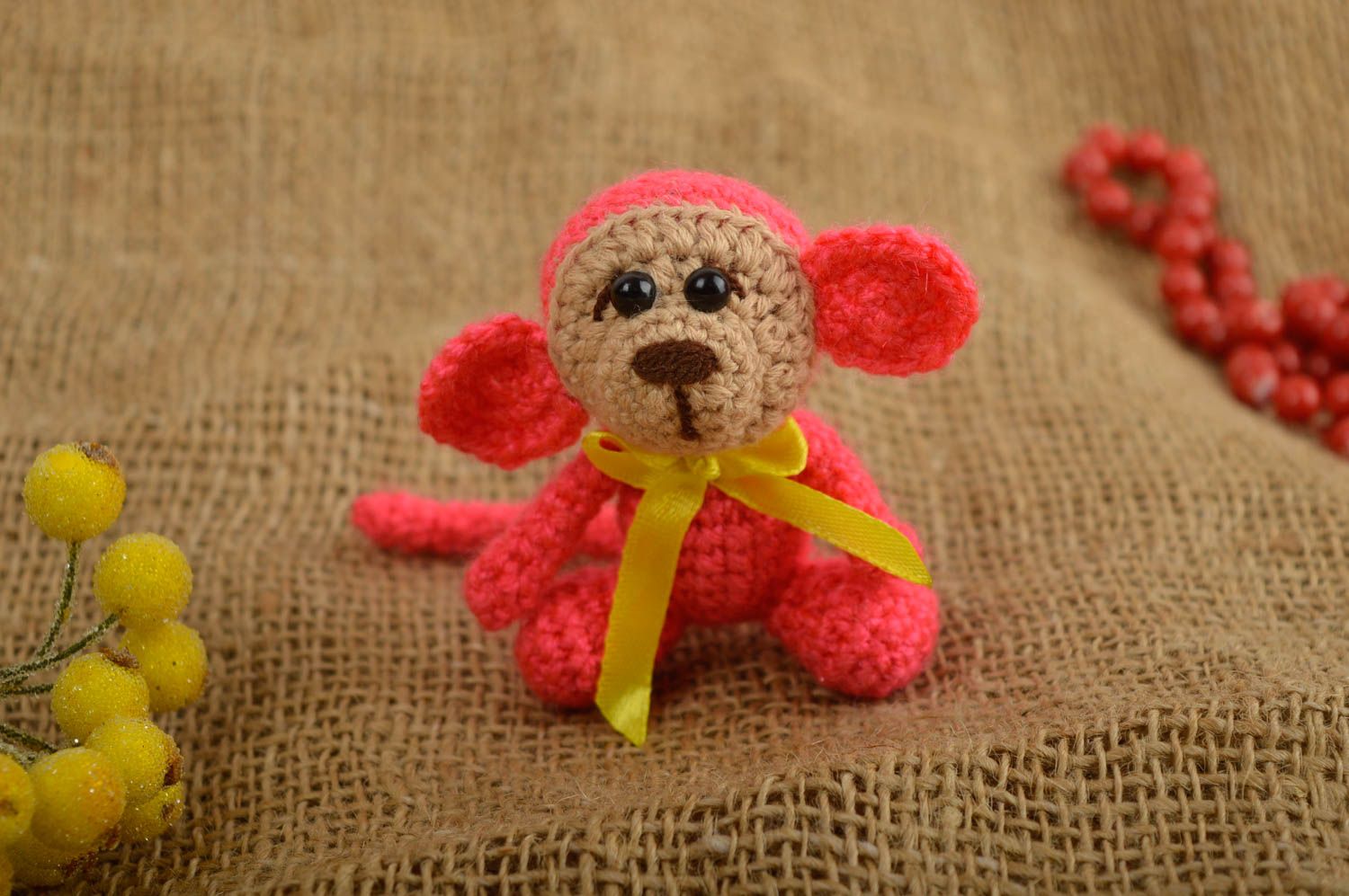 Handmade Designer Puppe Häkel Kuscheltier Geschenk für Kind Affe klein foto 1