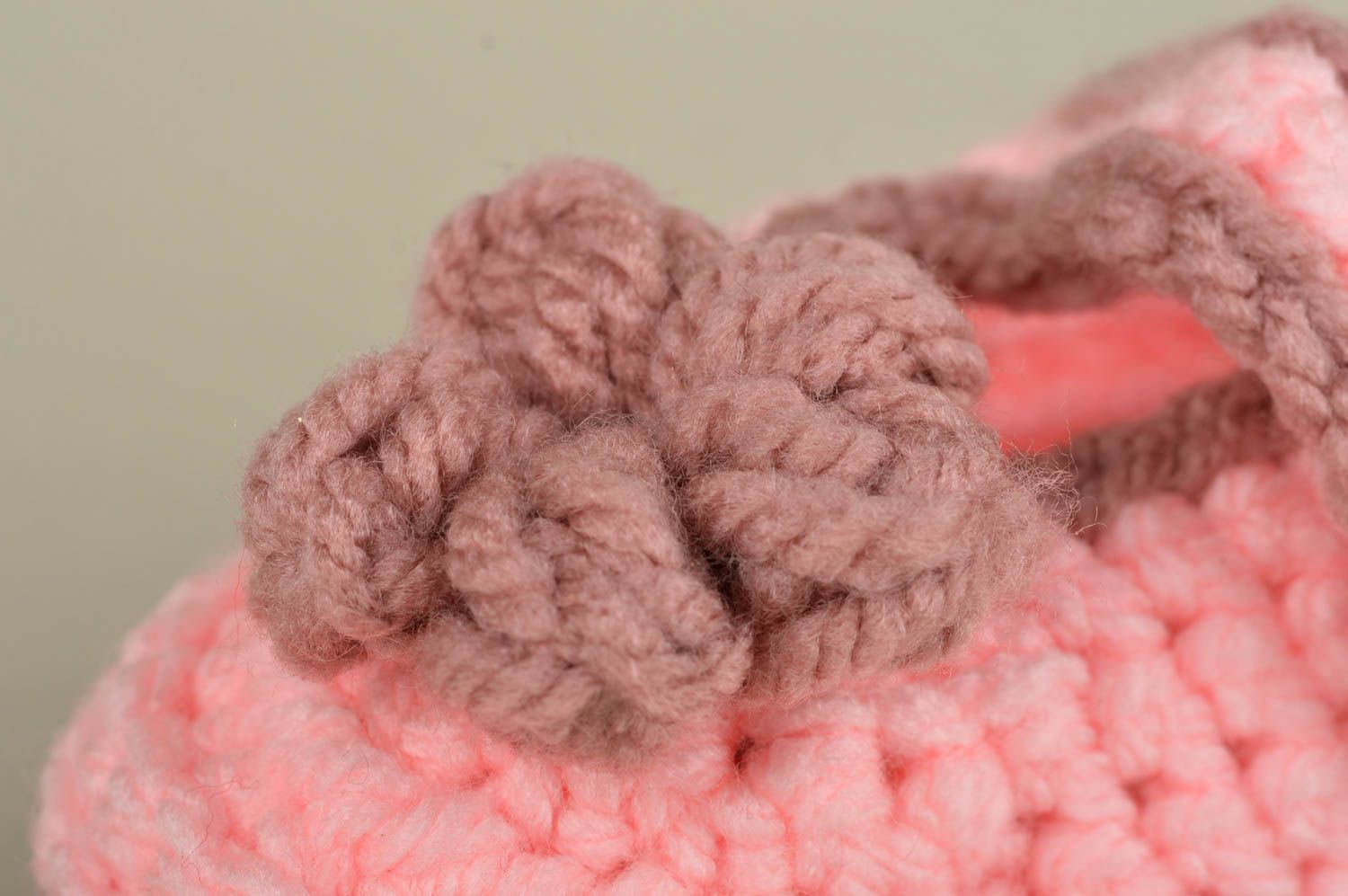 Chaussons de bébé au crochet faits main tricotés roses Vêtement bébé fille photo 4