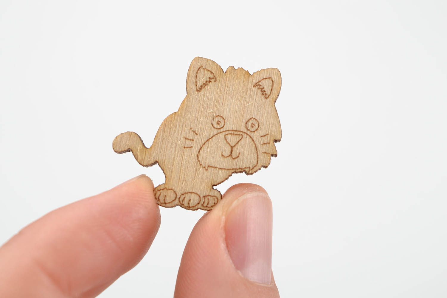 Handmade Figur zum Bemalen Scrapbooking Material Holz Rohling Katze klein foto 2