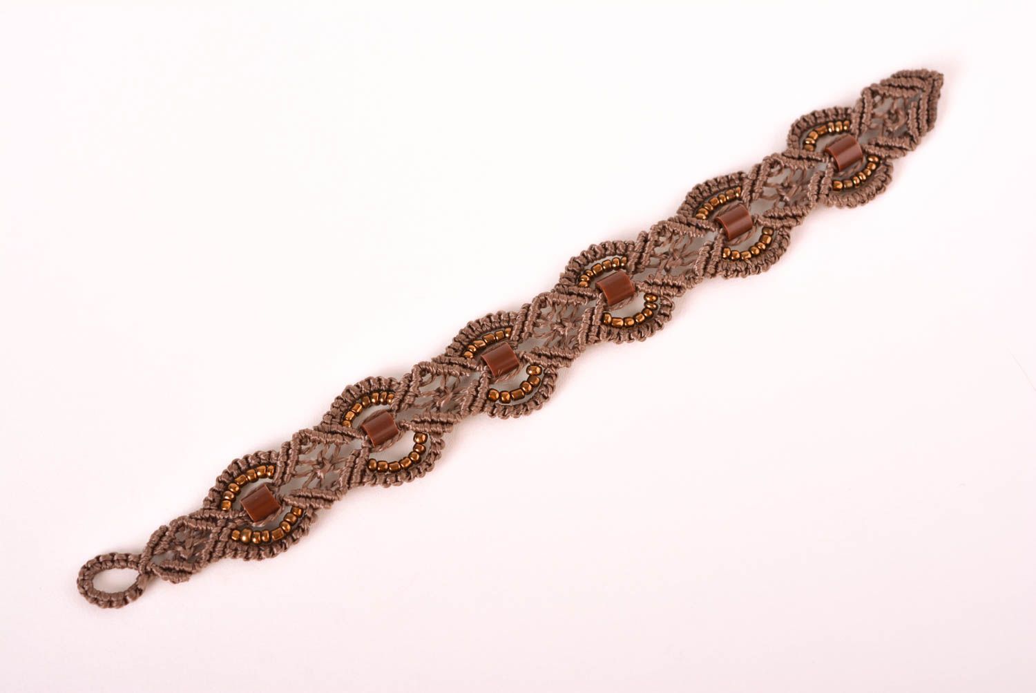 Armband Frauen handmade in Braun Schmuck für Frauen Armband Stoff stilvoll foto 5