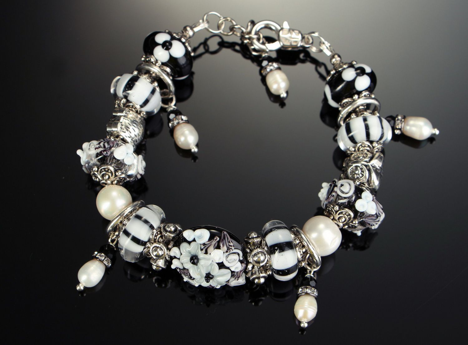 Bracelet de perles d'eau douce et de perles de verre Jardin d'Éden photo 1