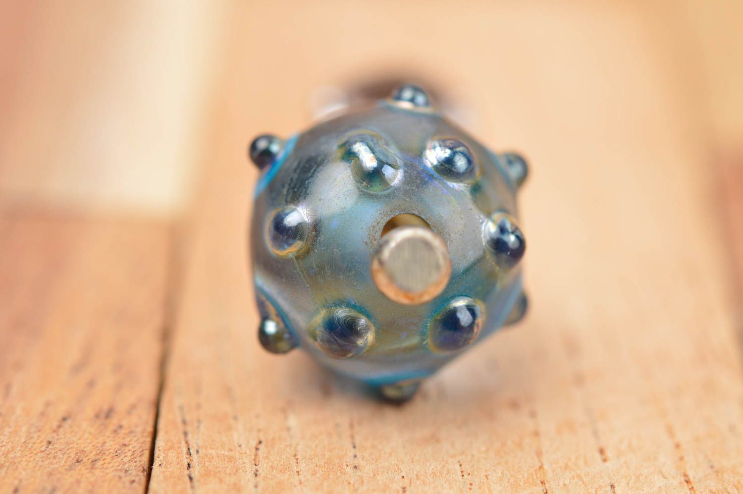 Handmade pendant women necklace glass pendant lampwork pendant blue bead photo 4