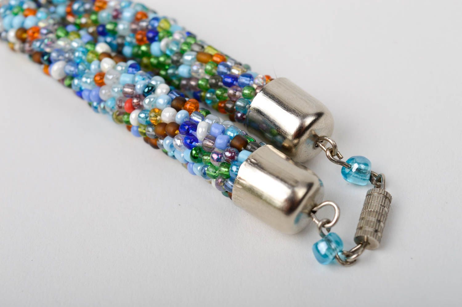 Collier bleu Bijou fait main en perles de rocaile design tendance Cadeau femme photo 4