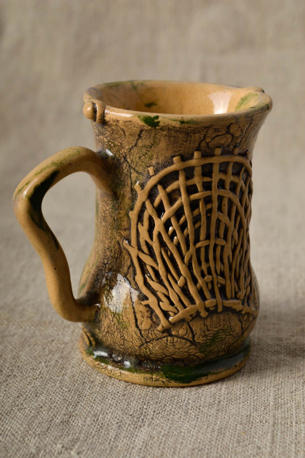 Handmade Keramik Tasse in Braun Keramik Becher Geschirr aus Ton schön stilvoll foto 1