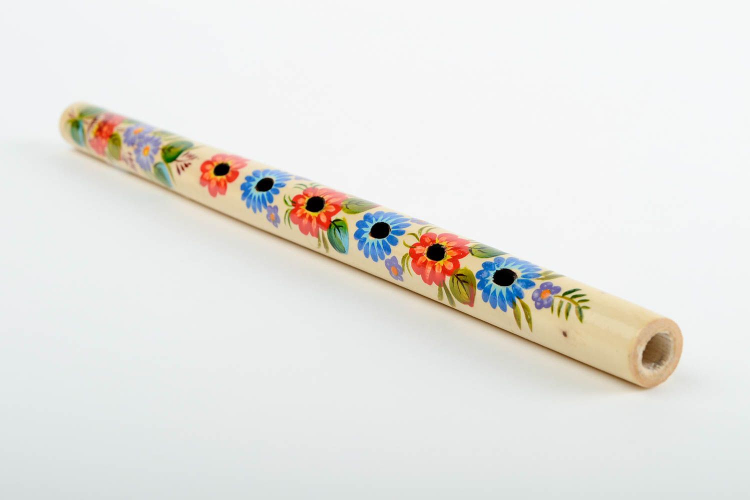 Sopilka Instrument à vent fait main avec motif floral peint Cadeau enfant photo 5