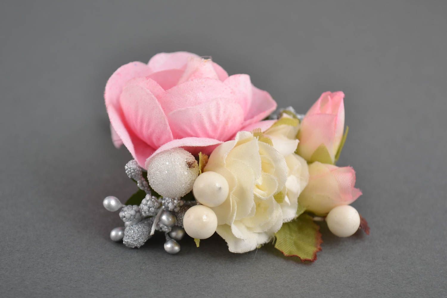 Boutonnière rose fait main Accessoire mariage Cadeau homme romantique perles photo 3