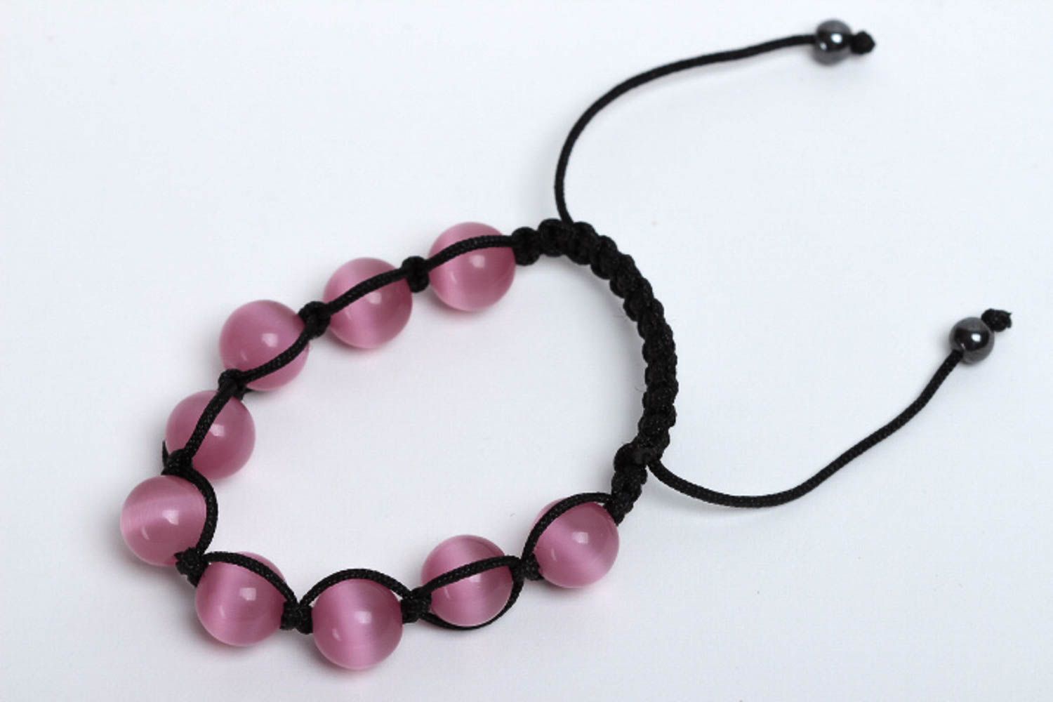 Handmade cat's eye stone bracelet fashion jewelry pink stone jewelry for girls photo 2