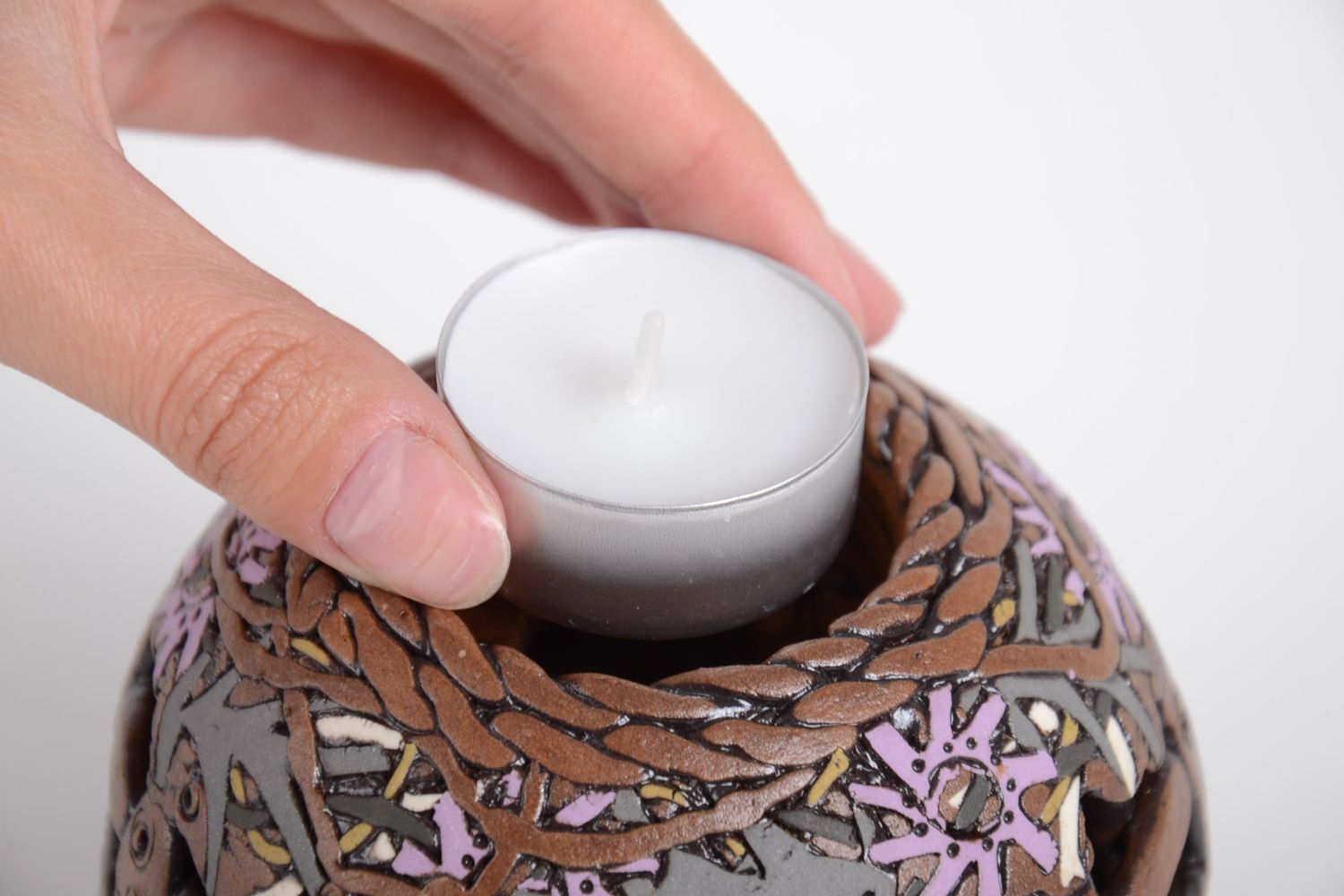 Kerzenhalter Keramik handmade Teelichthalter aus Ton Deko Kerzenhalter Haus Deko foto 5