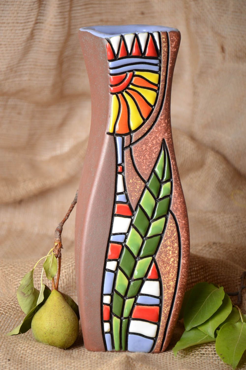 Vase argile Déco maison fait main Cadeau original souvenir 2 litres design photo 1