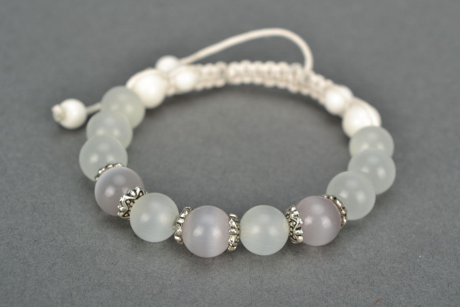 Bracelet with natural stones and cord photo 3