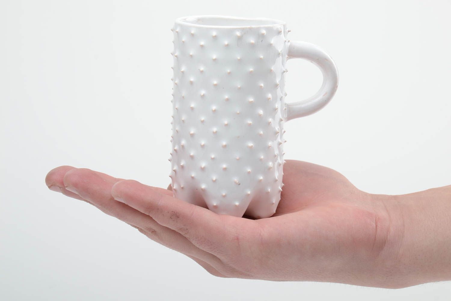 Keramik Tasse für Tee groß 350 ml mit originellem Design weiß schön glasiert foto 5