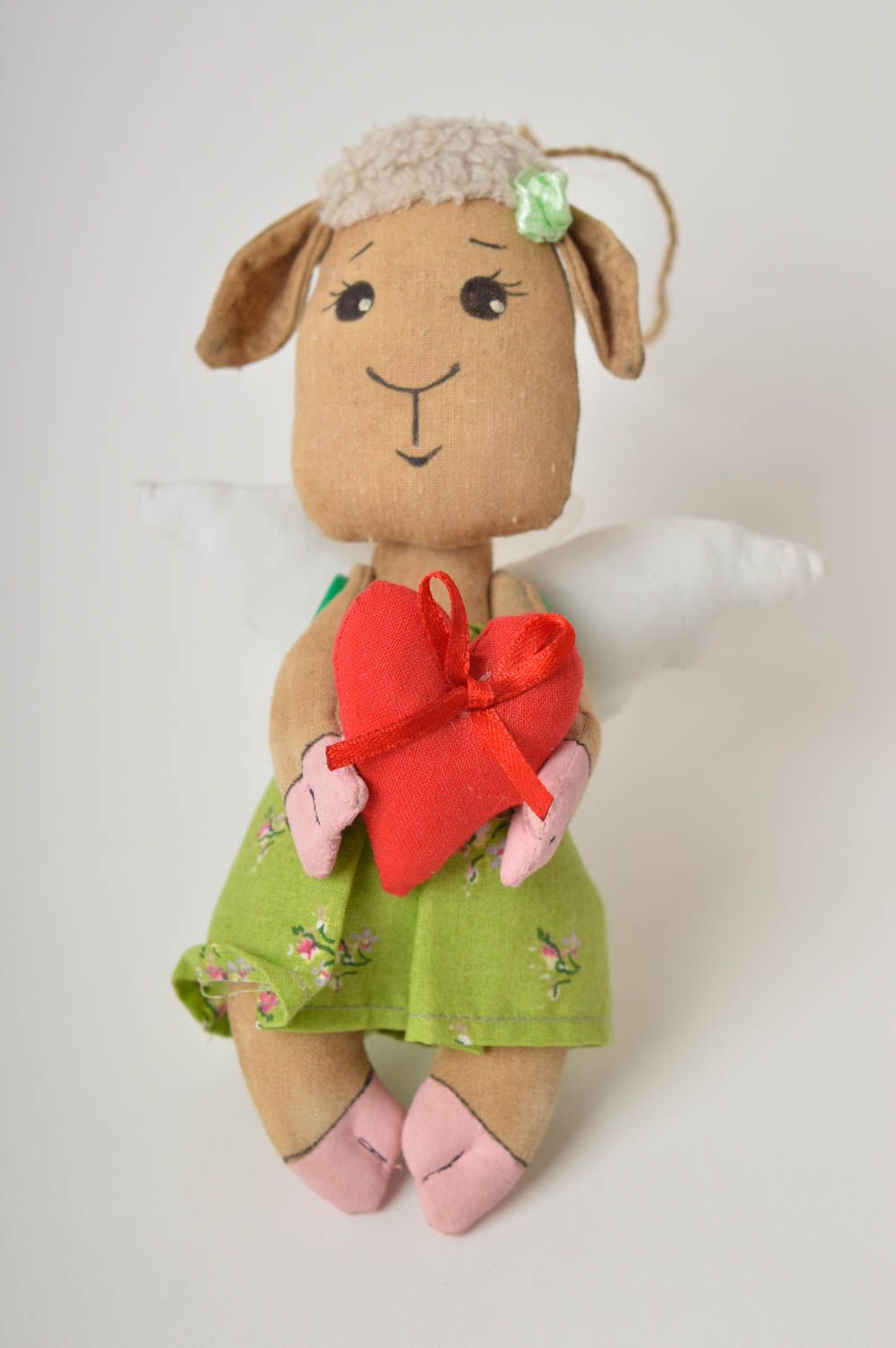 Peluche de animal hecho a mano juguete de tela oveja ángel objeto de decoración foto 3